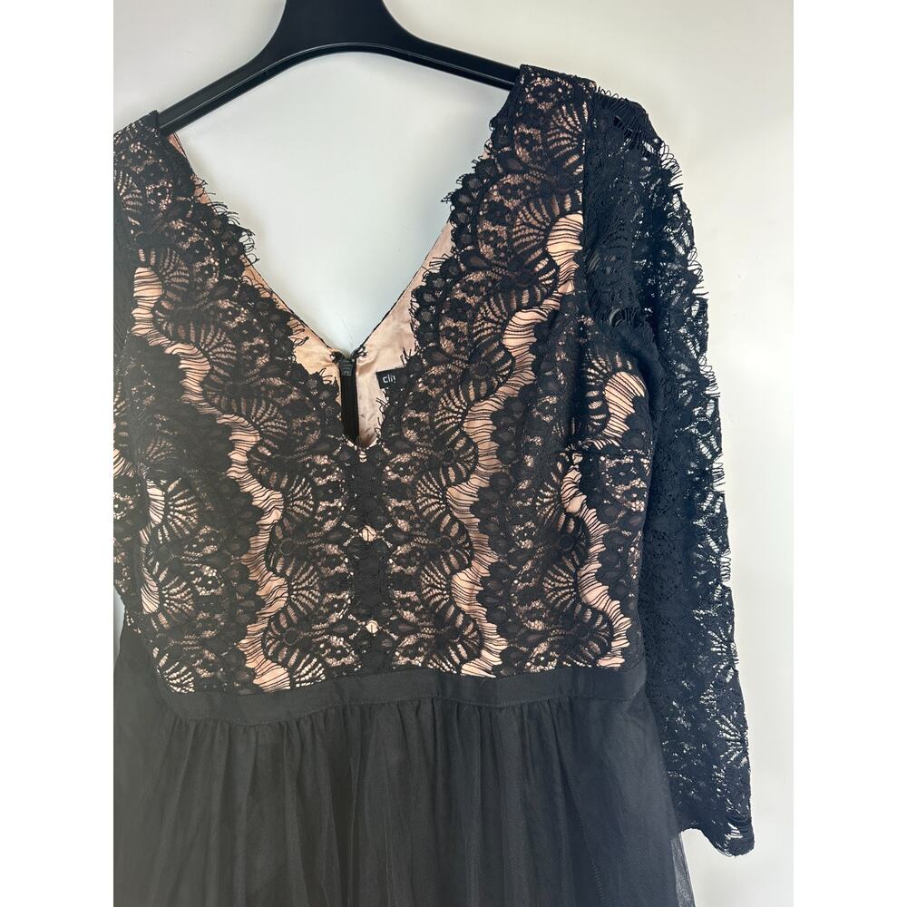 City Chic Rare Beauty Dress Lace Fit & Flare Black A Line Tulle XL Plus Size 22 - Picture 11 of 16